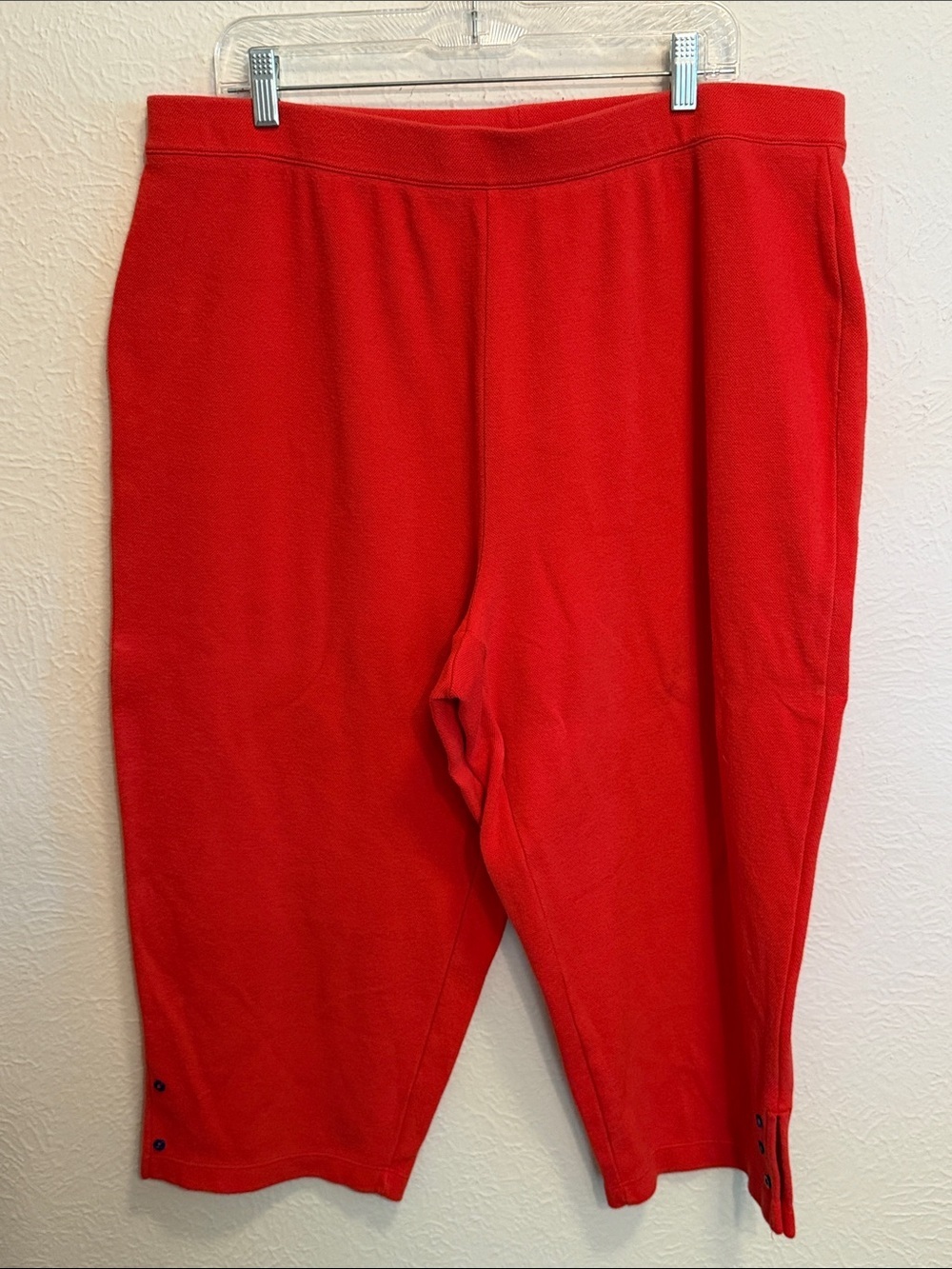 🏎️🏎️🏎️3 for 12$🏎️🏎️🏎️BECHAMEL Red Knit Capri Pants - Comfortable Bottoms-2X